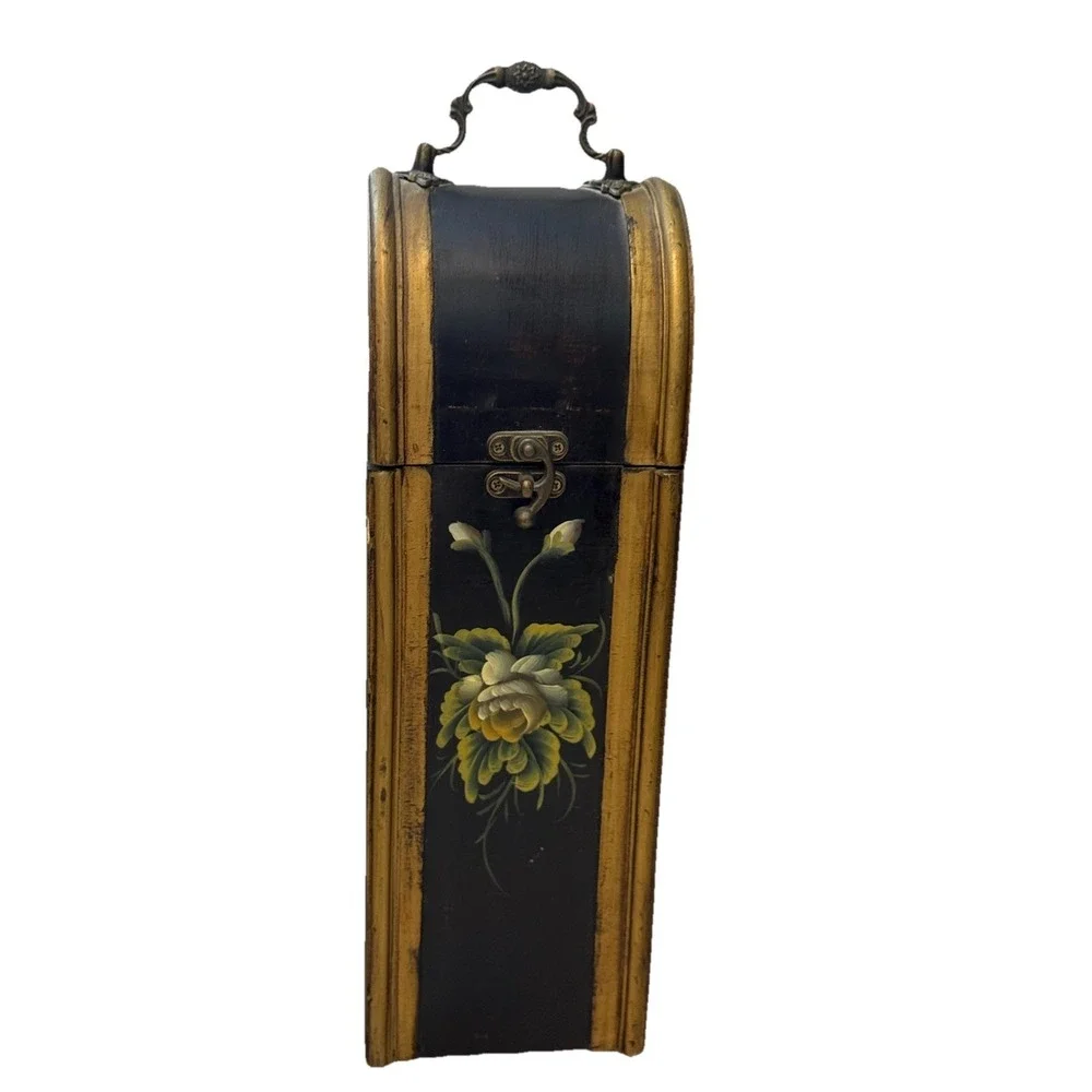 Decorative Wooden Wine‎ Bottle Storage Box With Floral Design Great Gift